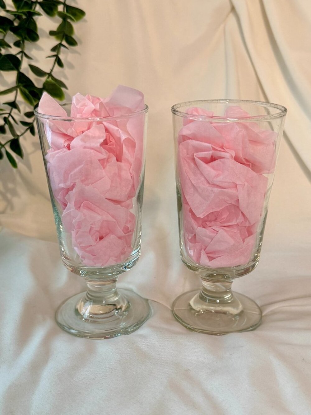 Vintage Clear Glass Pedestal Soda Fountain Footed Tumblers - Set of 2